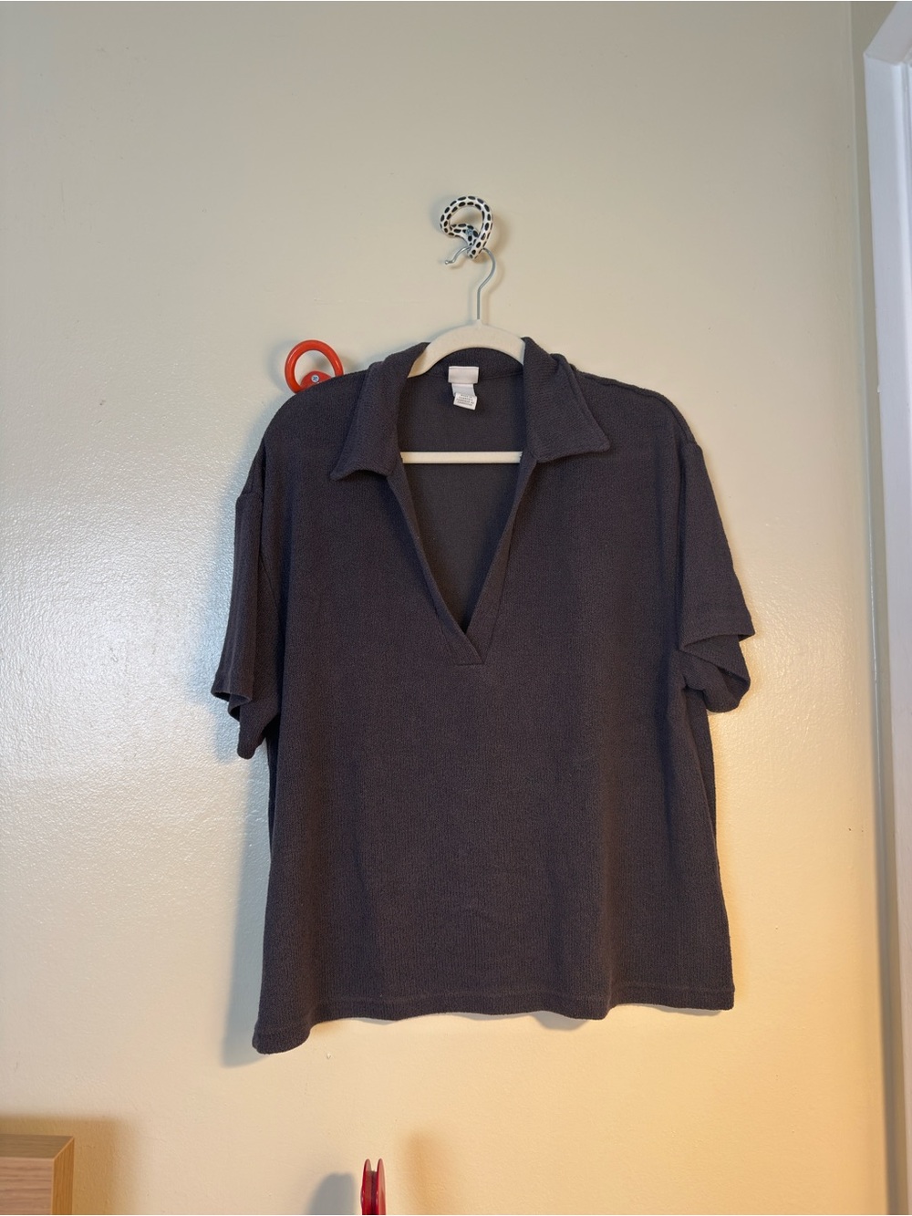 H&M Knit - Relaxed Collared V-Neck in Charcoal